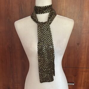 Sequined Metallic Dot Scarf - Gold Brown